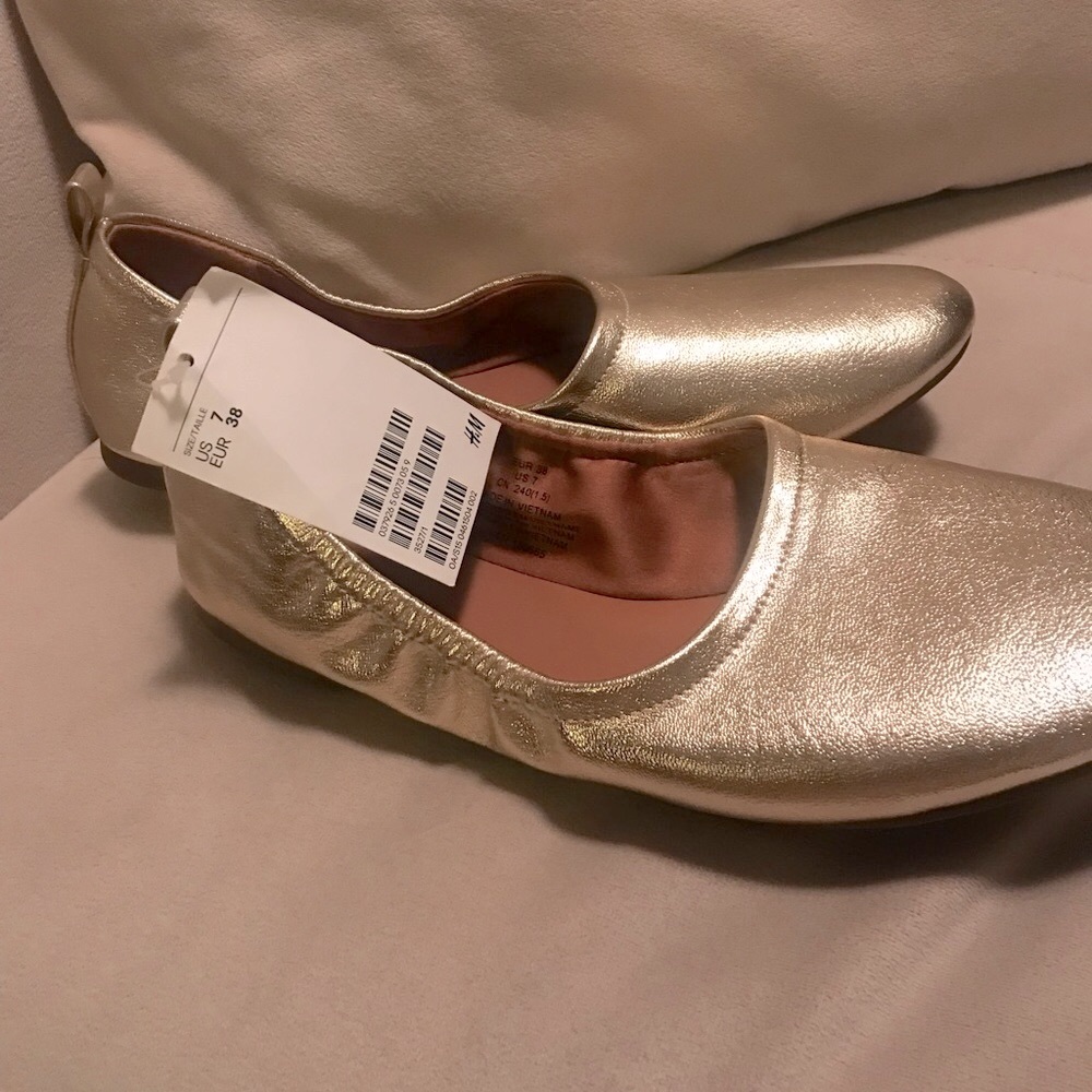 Gold Flat Shoes size 7